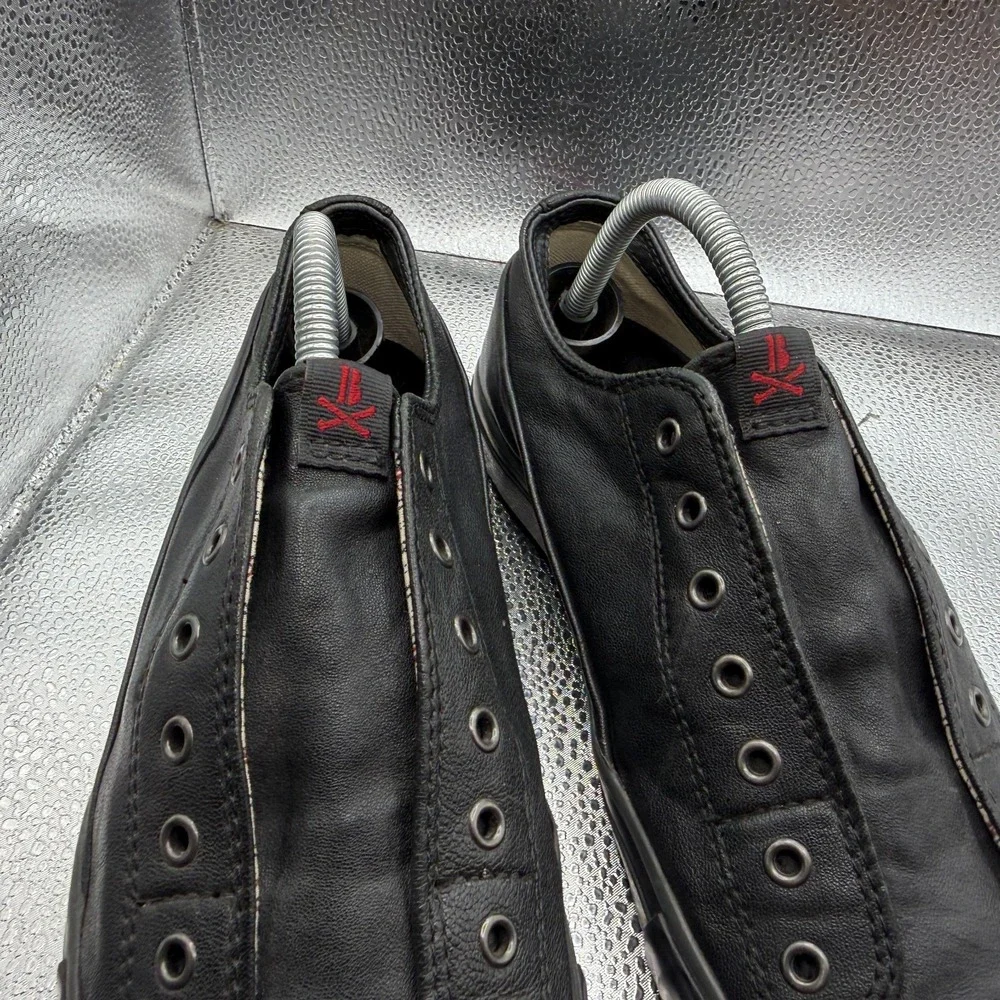 Size 7M John‎ Varvatos Bootleg Black Mens Low Top Lace-Up Athletic Sneakers